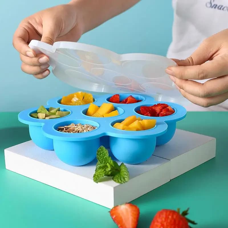 Stampi per Bocconcini di Silicone con Coperchio per Accessori Instant Pot Scatola per Integratori Alimentari in Silicone a 7 Fori