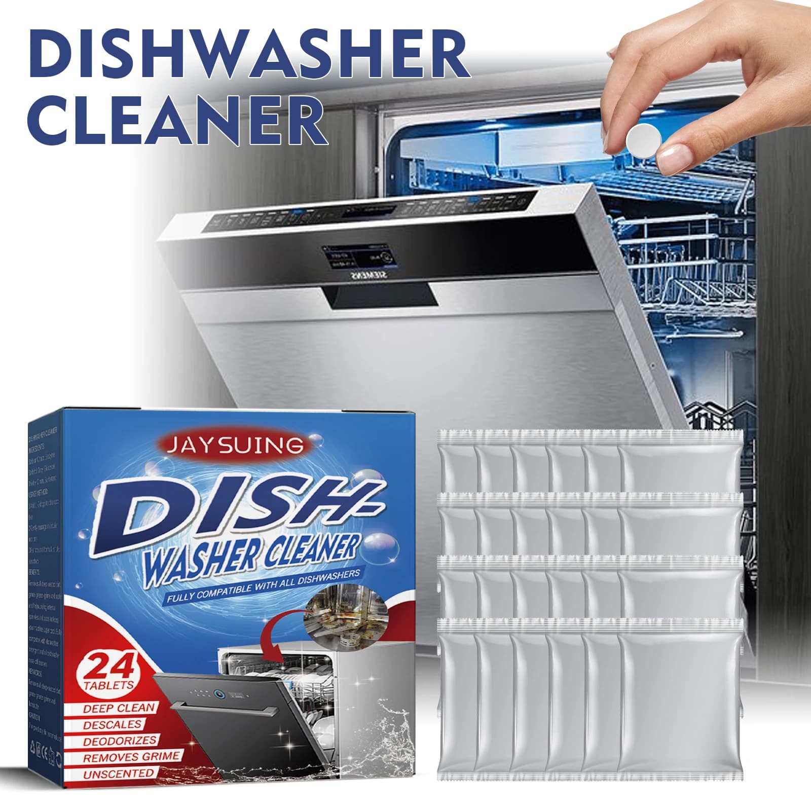 Jaysuing pulizia lavastoviglie compresse disinfettanti per duplicare macchie di olio utensili da cucina detergente per lavastoviglie domestico