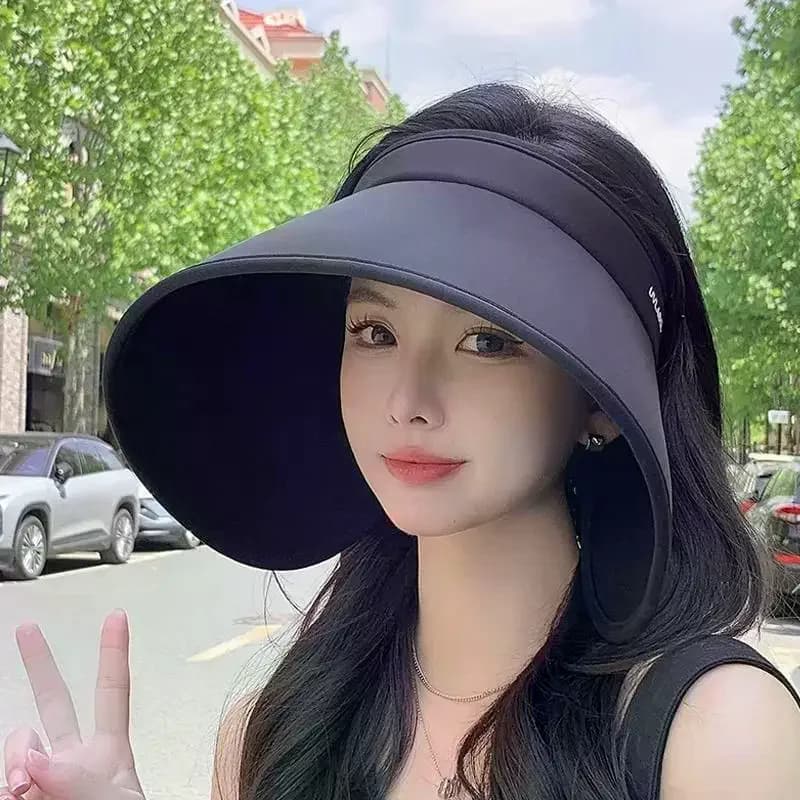 Summer Casual Empty Top Sun Hats Portable Wide Large Brim Cap UV Protection Foldable Visors Women Sunshade Beach Hiking Hat