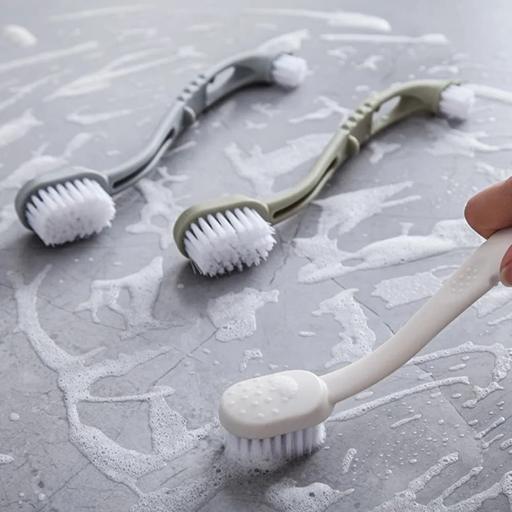 Spazzola per Scarpe a Doppia Testa con Manico Lungo, Kit di Pulizia Multifunzione per Casa, Cucina e Bagno