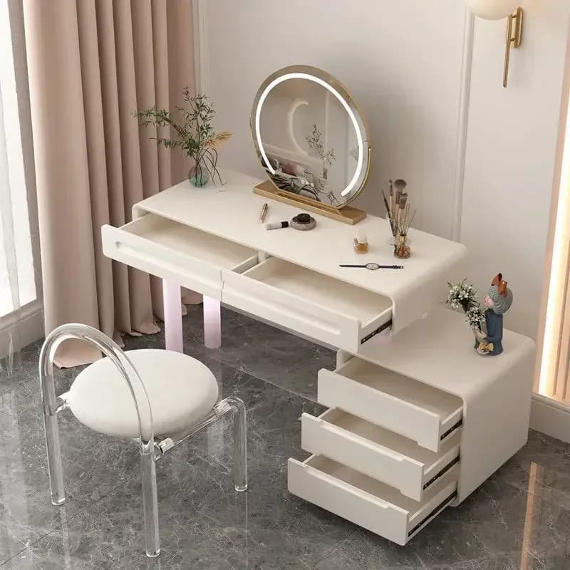 Nordic Vanity Table Container Drawer Minimalist European Dressing Table Acrylic Chair Woman White Schminktisch Furniture Makeup