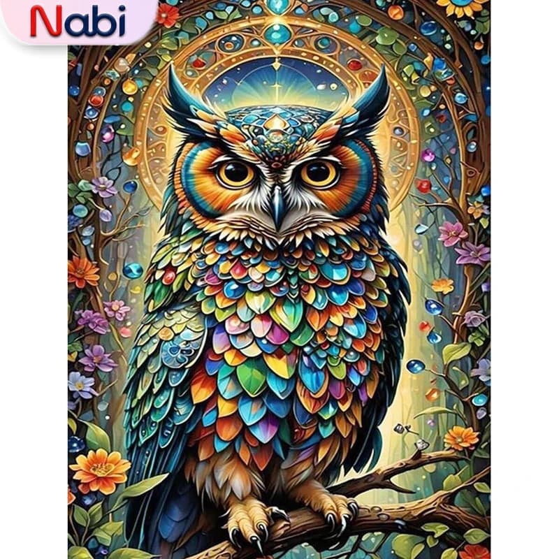 Nabi New Arrival Diamond Mosaic Owl Painting Bird Animal Kit Needlework Full Square Round Embroidery Handicraft