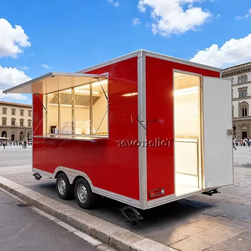 Food Truck Container Vintage Personalizzabile per Rimorchio Cavalli, Completamente Attrezzato per la Vendita di Cibo all'Aperto