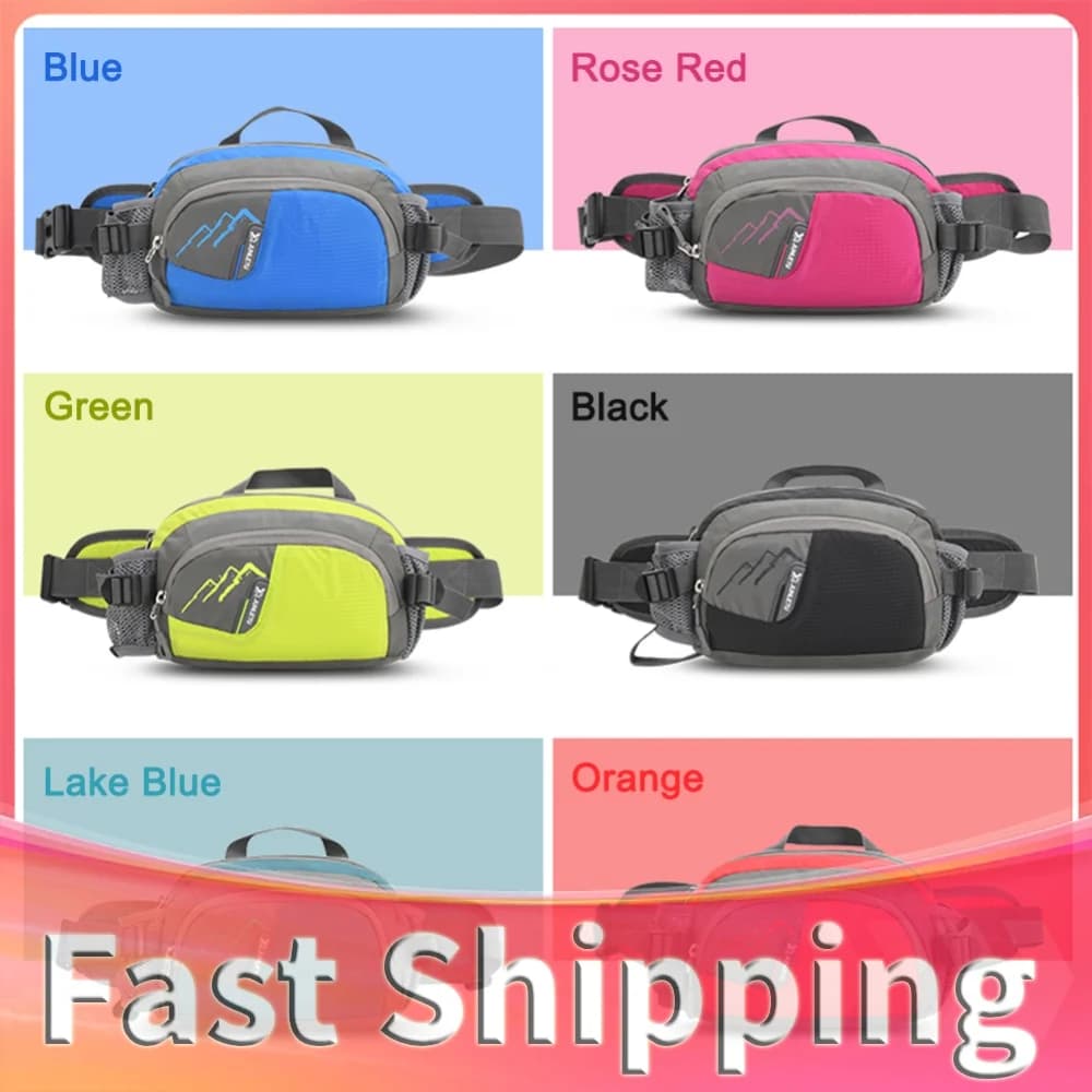 Fanny Pack Running Belt Purse Bum Bag Nylon Sling Waist Pack with Bottle Holder Waterproof for Cycling for Hydration for Jogging