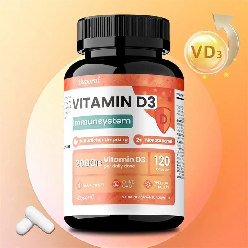 Vitamin D3 supplement: promotes healthy muscle function and immune support, supports bone and nervous system health