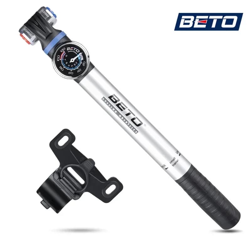 BETO EZ-032AG Pompa portatile per bici con manometro 28,5 cm Mini gonfiatore Valvola Presta/Schrader 120psi EIEIO Accessori per biciclette