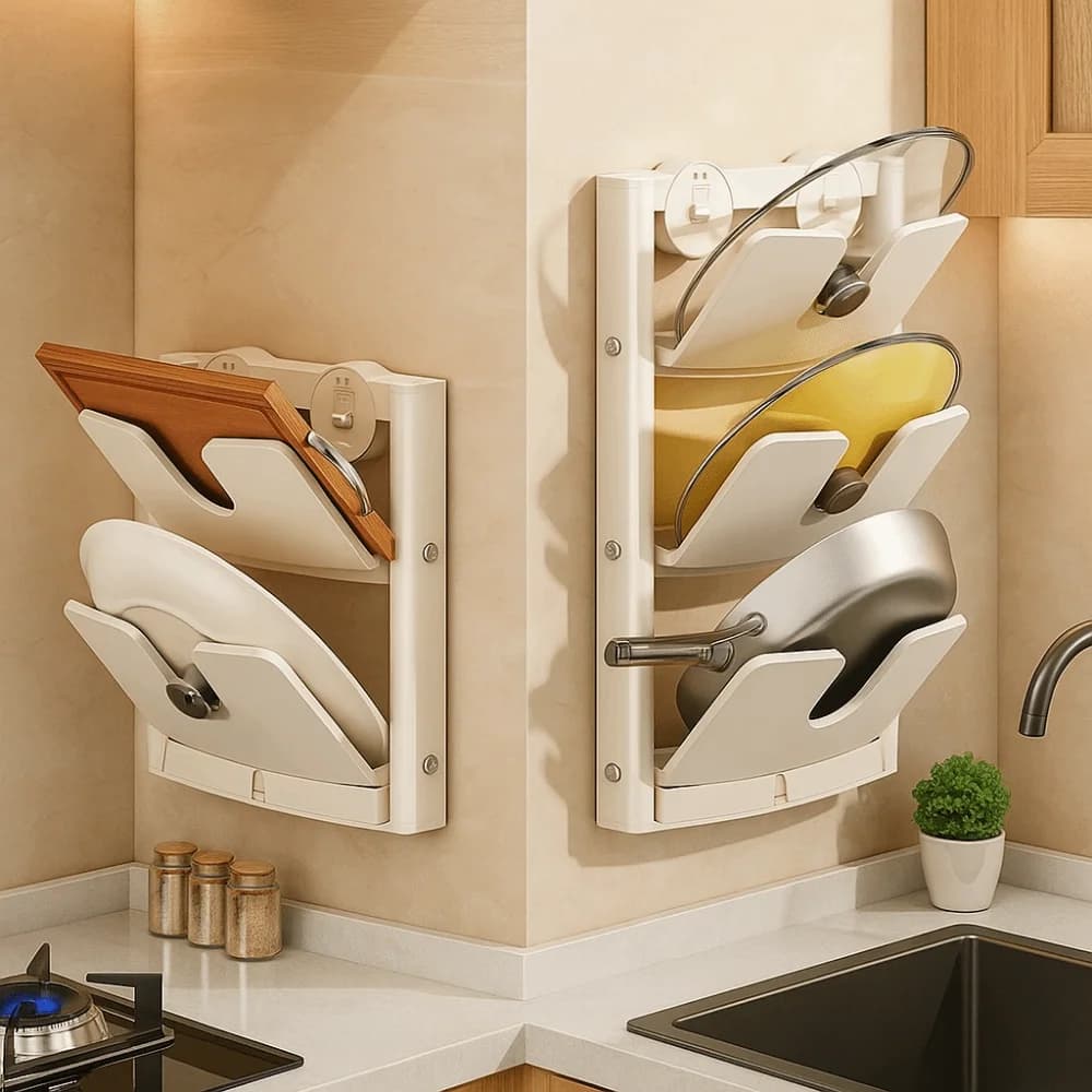 Porta Coperchi e Taglieri Multistrato con Ventosa, Senza Foratura, Antiruggine, Rimovibile, Salvaspazio