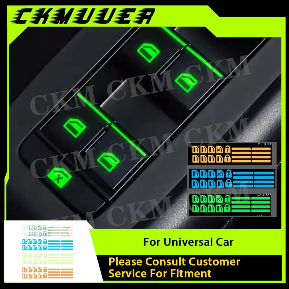 1 set pannello di controllo finestrini auto decalcomanie luminose porta finestra ascensore interruttore decorazione adesivo interno auto accessori auto