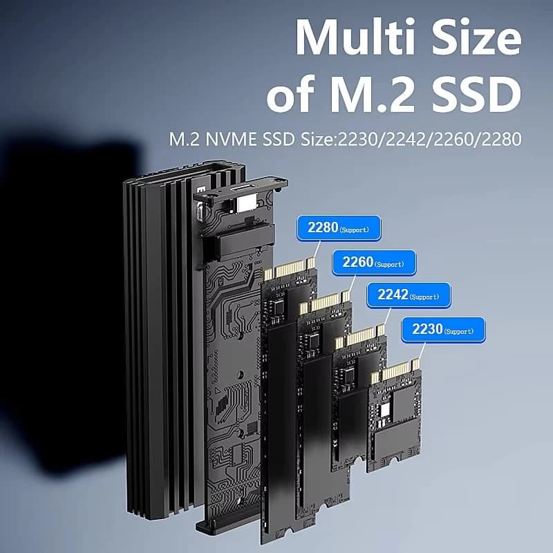 EE1 Case Esterno in Alluminio per SSD M.2 NVME, 20Gbps USB3.2 Gen2x2, Adattatore USB 3.2 Gen 2x2 Type-C per SSD M.2 NVME