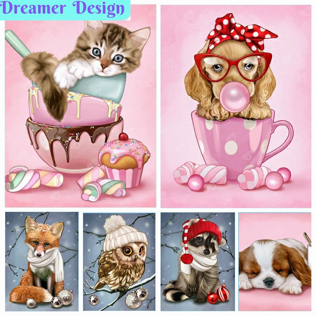 Cute Cat Dog Animals Mosaic Embroidery Diamond Painting 5D DIY Art Full Cross Stitch Kit Wall Decoration Novelties Puzzle Offers