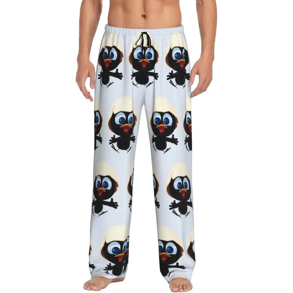 Pantaloni del Pigiama Calimero Personalizzati per Uomo, Carino Cartone Animato, Abbigliamento da Notte con Tasche
