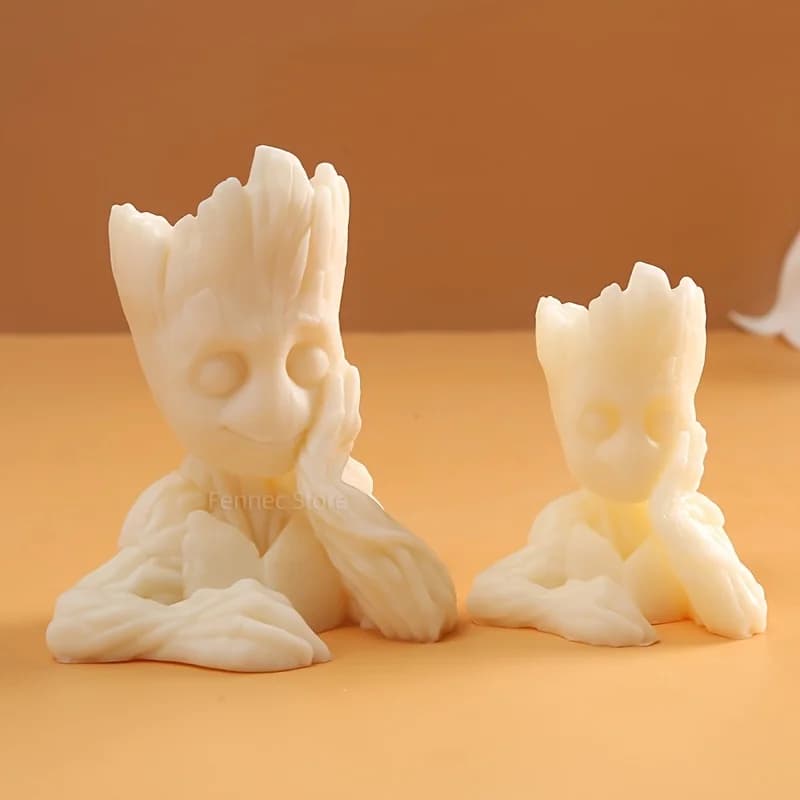 Stampo in Silicone per Resina Fai-da-Te a Forma di Uomo-Albero Sorridente, per Candele e Statuette in Gesso, Disponibile in Misure Grande e Piccola Y0574-Wta