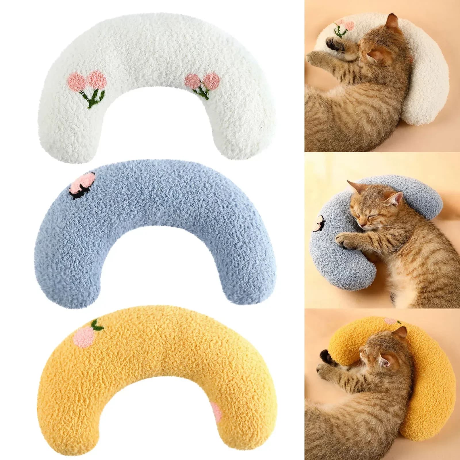 Cuscino piccolo per cani e gatti per animali domestici tappetino per dormire cuscino a forma di U cuscino morbido e spesso resistente al morso invernale caldo Comfort