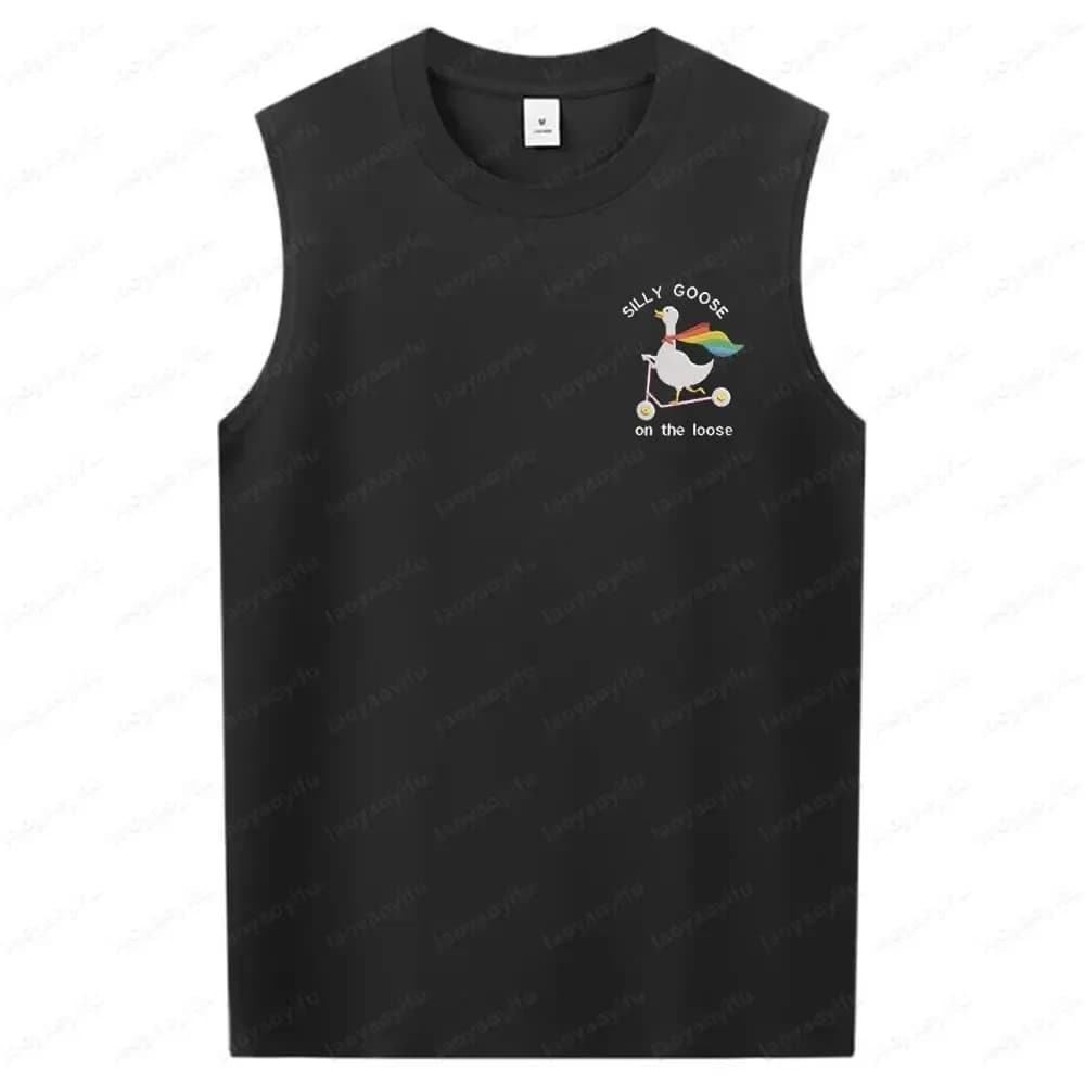 T-shirt stampata con grafica arcobaleno Cape Goose Pride Month LGBT Gilet senza maniche da uomo Vita quotidiana Canotte estive girocollo