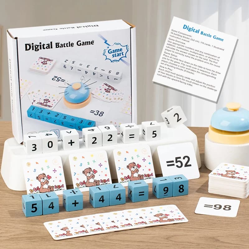 Calcolo numerico in legno per bambini Blocchi da battaglia Addizione Sottrazione Moltiplicazione Divisione Operazione Giochi di matematica Giocattoli educativi