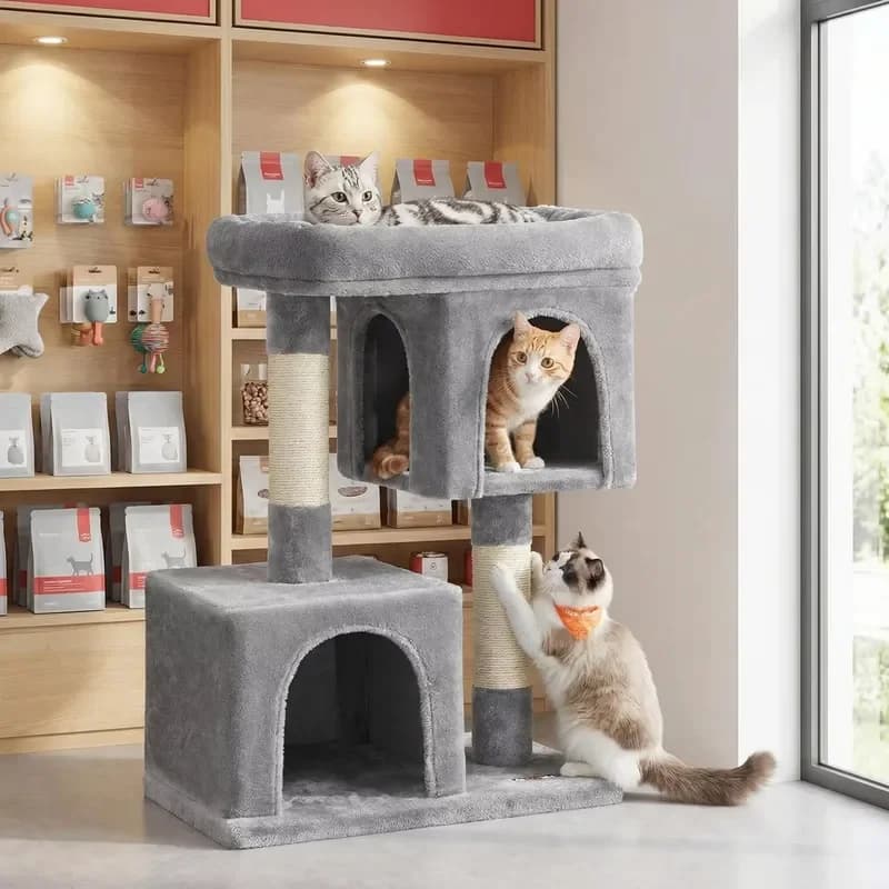 Cross-border Cat Tree & Cat House Combo Sisal Scratching Posts Cat Shelf Bed for Large Cats Model MX86 Wholesale