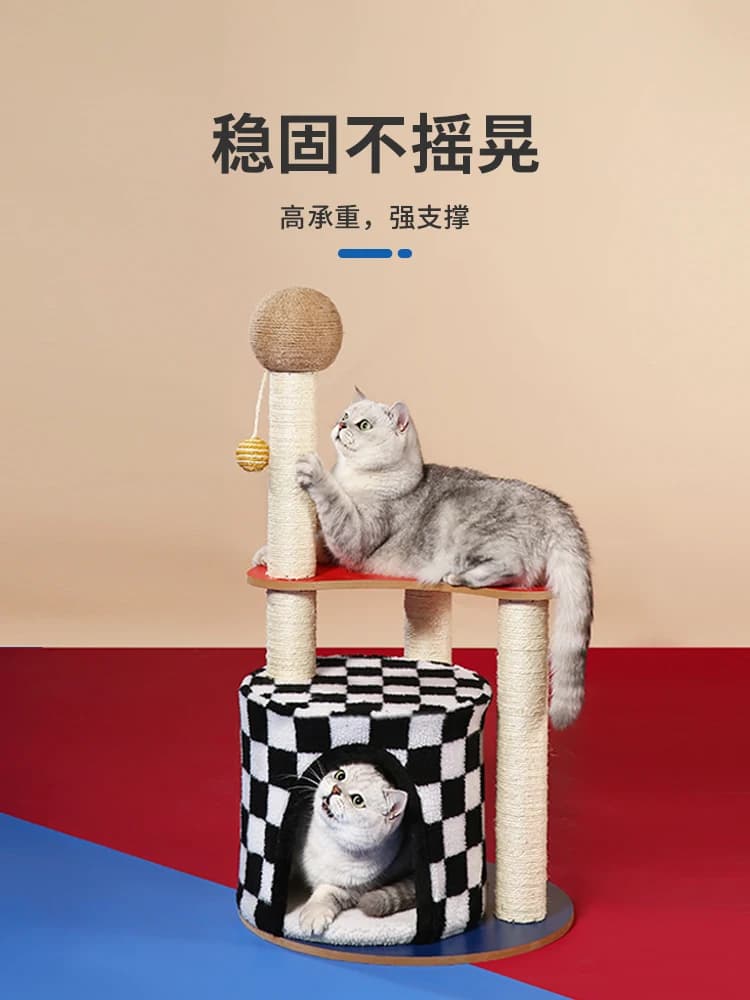 Climbing structure for cats, integrated tree, shelf for cats, jumping platform, sisal column with hemp rope