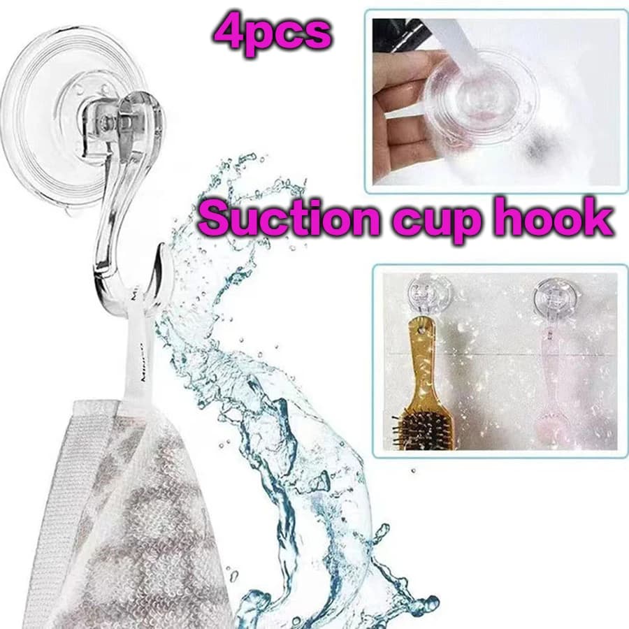 Ganci a ventosa da 4 pezzi, ganci a ventosa sottovuoto trasparenti riutilizzabili resistenti Ganci da bagno da cucina in vetro per asciugamano