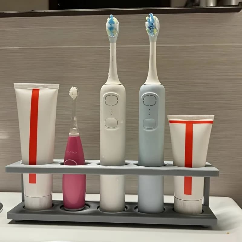 Portaspazzolini multi-scomparto drenabile da appoggio, porta spazzole elettriche e porta dentifricio