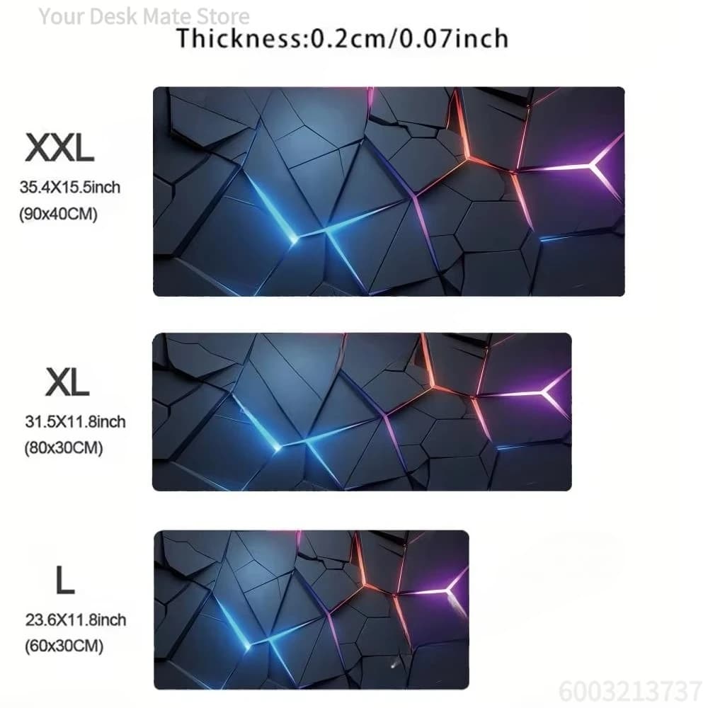 Red Black Hexagon Geometric Mouse Pad Waterproof Non-Slip Tech Style Large Gaming Desk Mat Modern Pattern