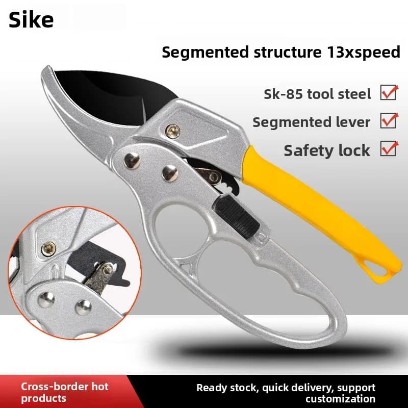 Drilling and cutting branches, for gardening and cutting flowers, specialized scissors for thick branches with protection for hands and fatigue saving