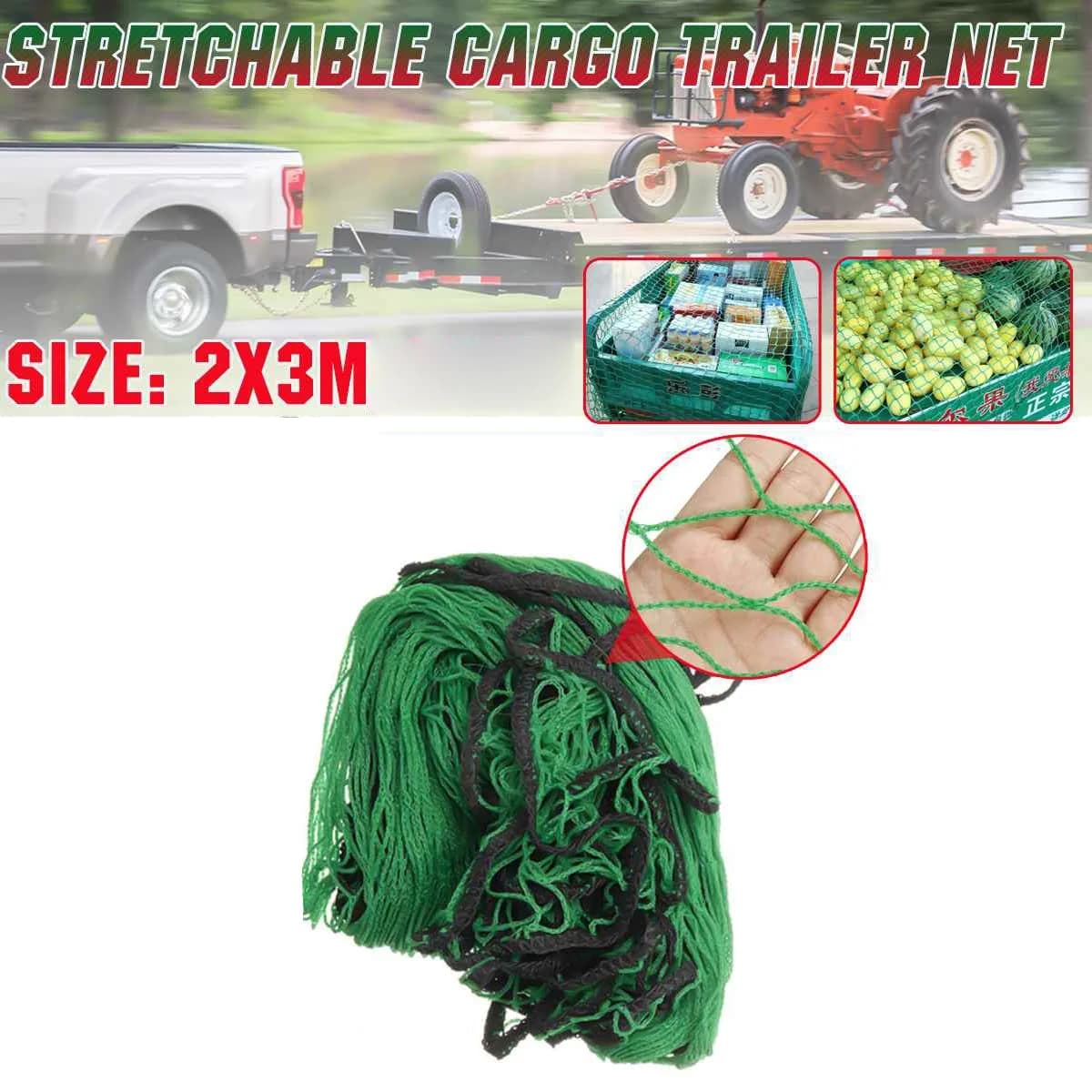 A03Q-2X3meter Rete per rimorchio da carico estensibile resistente Organizzatore di stoccaggio per bagagliaio di carico posteriore Supporto per rete per bagagli Accessorio automatico