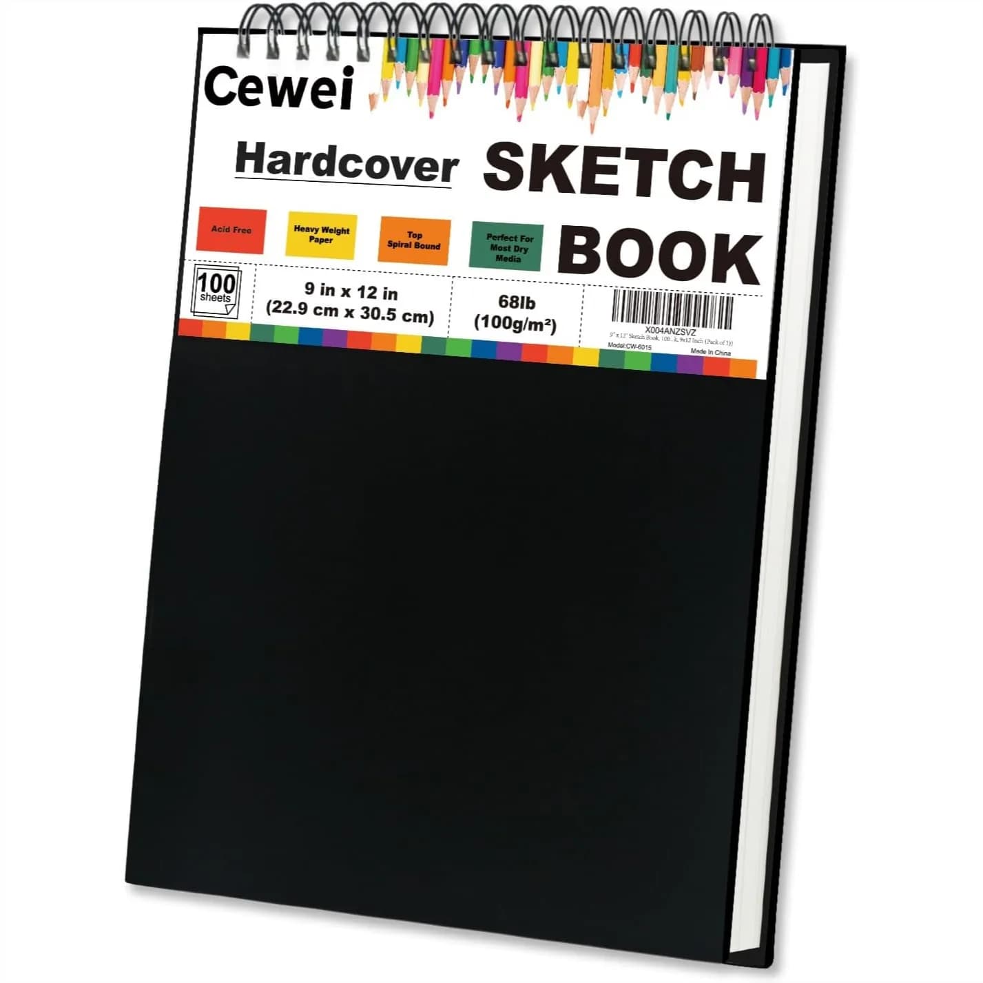 9x12 Inch Sketch Book Top Spiral Sketchbook 100 Sheets 68lb 100 GSM Drawing Paper Pad For Kids Artist Sketchbook For Drawing Illustration