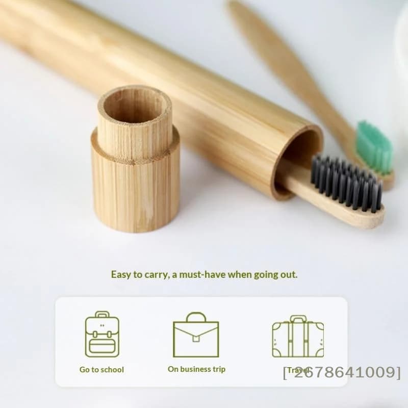 ⚑Empty Bamboo Toothbrush Tube & Tea Bottle Eco-Friendly Toothbrush Case Travel Portable Tooth Brush Holder Box