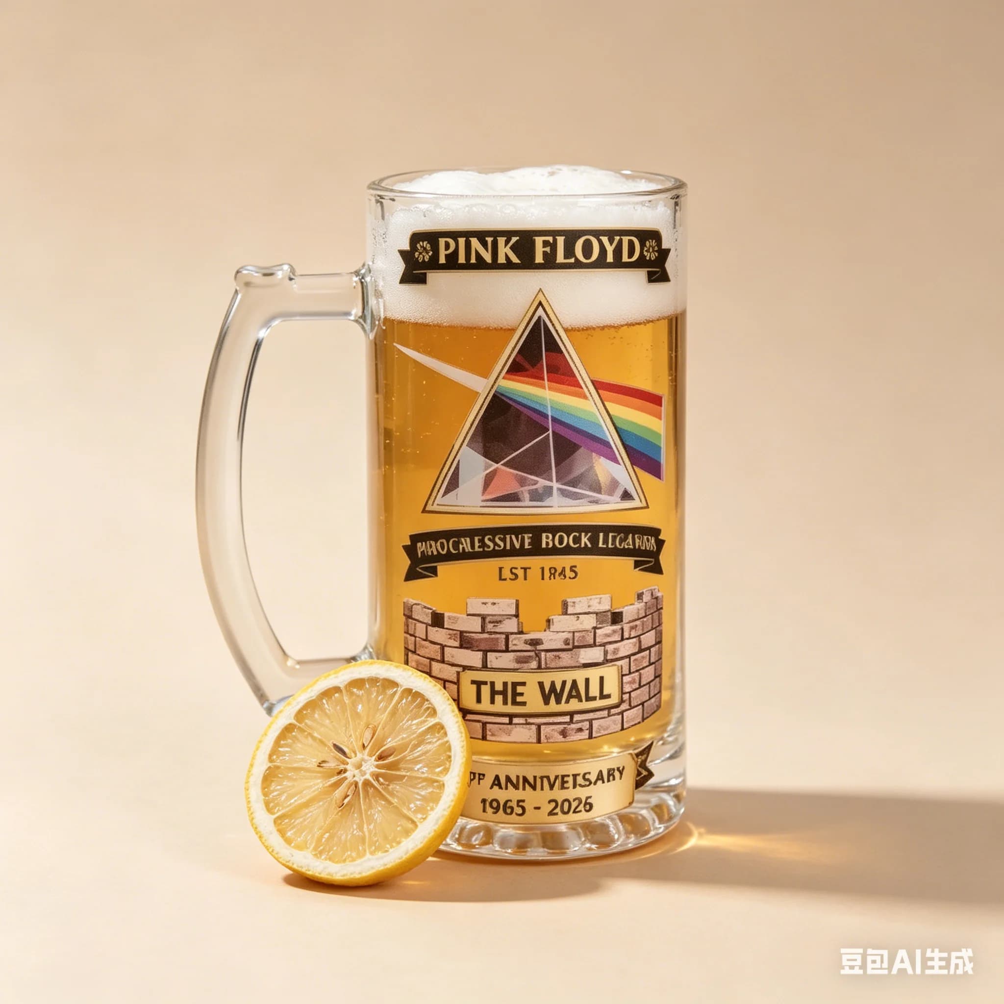 Boccale da Birra Pink Floyd Dark Side of the Moon Prism - 61° Anniversario 1965-2026 - Tazza da Collezione per Appassionati del Rock