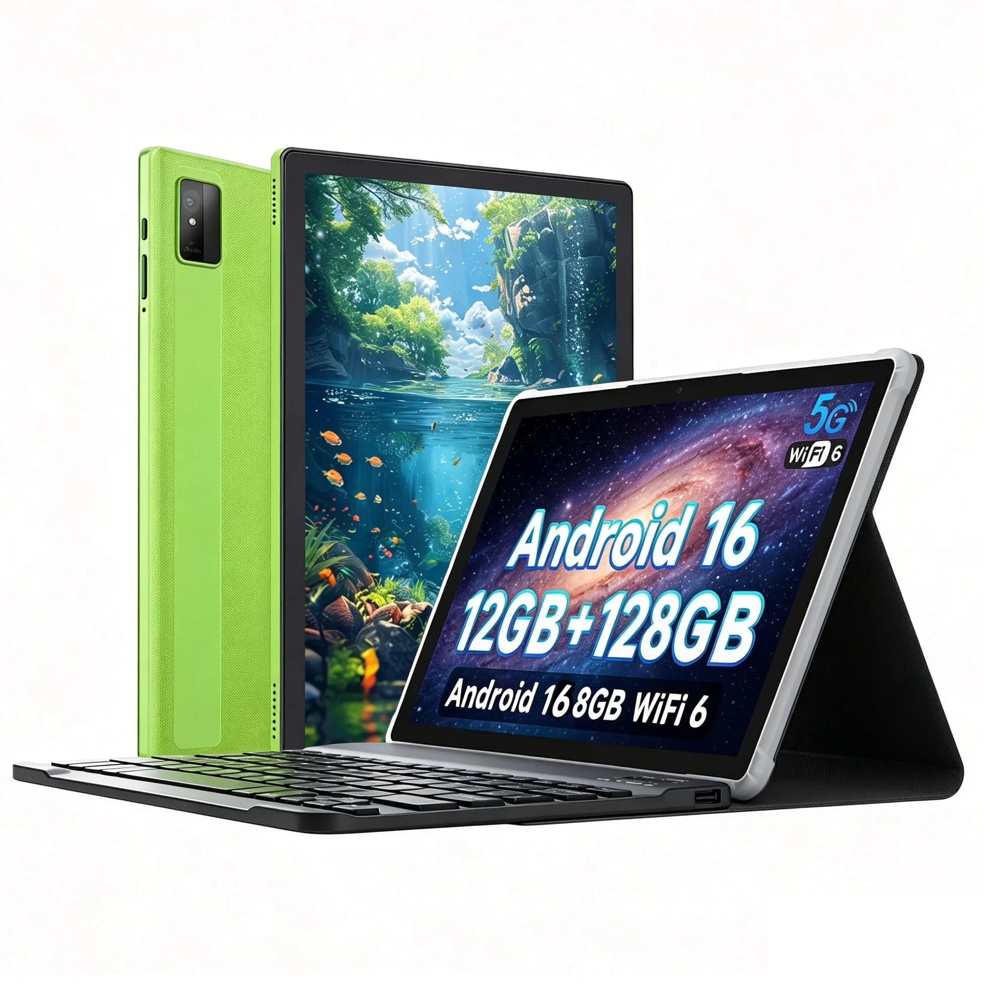 Paitanry Tablet Android 15 da 10.1" 1280*800 IPS, 8GB+64GB Octa Core, WiFi 6, Bluetooth 5.0, Doppia Fotocamera, con Cover Tastiera