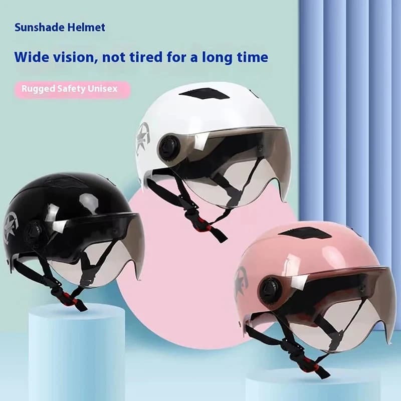 Safety hat by means of open helmet anti- 1 piece UV for men bicycle bike electric motor scooter bike