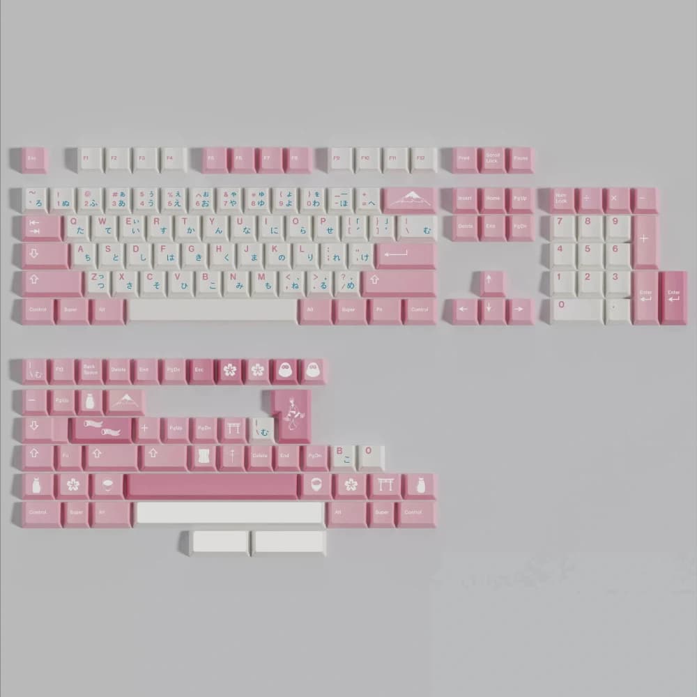 PBT Sakura Rosa Copritasti Set Cherry Profilo PBT Sublimazione della tintura Copritasto per MX Tastiera meccanica 2.25U 2.75U Barra spaziatrice divisa