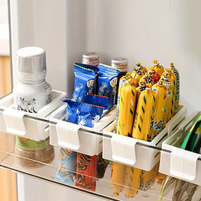 2pcs Refrigerator Storage Divider Side Door Storage Partition Expandable Baffle Dividers Kitchen Bottle Shelf Organizer