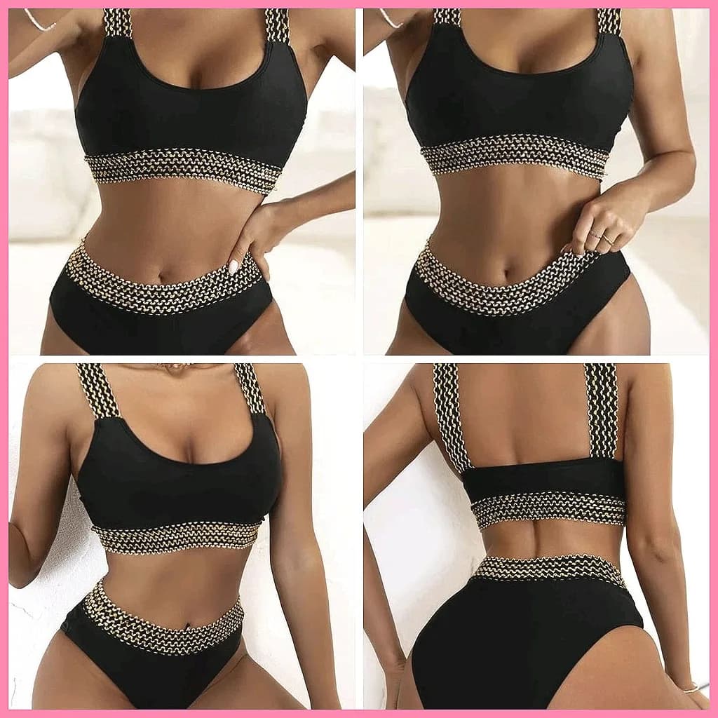 Set bikini sexy a vita alta: costume da bagno imbottito push-up a taglio alto, due pezzi, abbigliamento da spiaggia