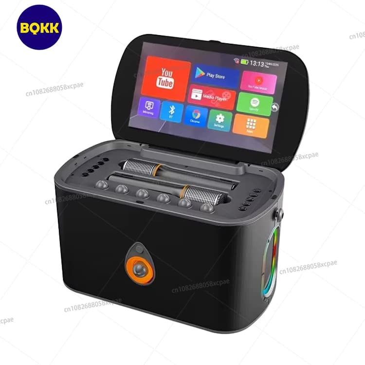 Macchina per karaoke con 2 microfoni wireless, sistema KTV domestico ricaricabile, adatta per cantare e divertirsi alle feste