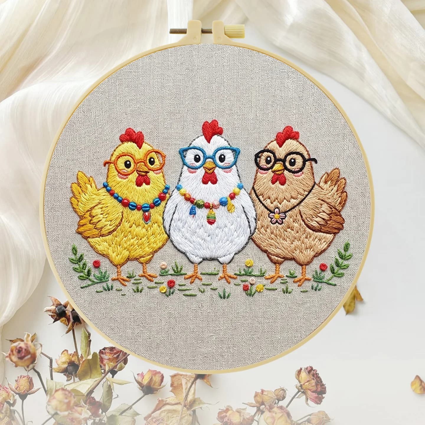 New DIY Animal Embroidery Needlework Tools For Beginners Home Sewing HandCrafts Kit Embroidery Set Gift Pattern Handmade Decorat