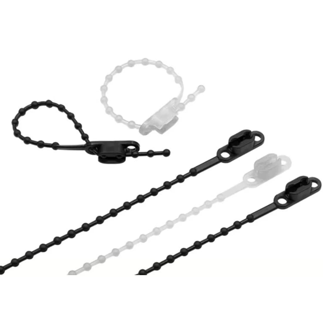 20 pz Fascetta per cavi in plastica Tipo di perline Retturabile Allentato Riutilizzabile Sigillo Noose Nero Bianco 16 cm 21 cm Lungo NUOVO
