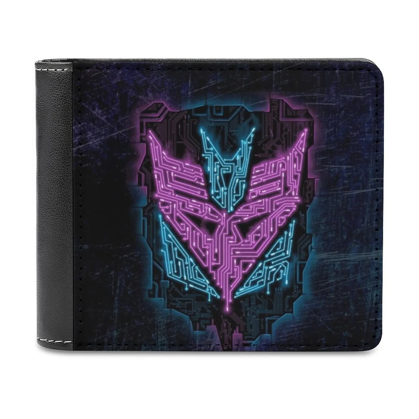 Decept-Iconic Ii di Cuoio Del Raccoglitore Degli Uomini di Borsa Del Portafoglio Dei Soldi delle Pinze Decepticon della Cultura Pop 80S Cartone Animato Cartoni Animati Deceptacon Comics