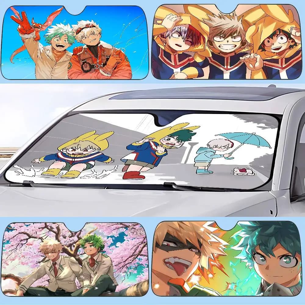 Anime M-My Hero A-Academia Car SunShade Windshield Funny Sun Shade Foldable UV Ray Sun Visor Protector Sunshade For Front Window