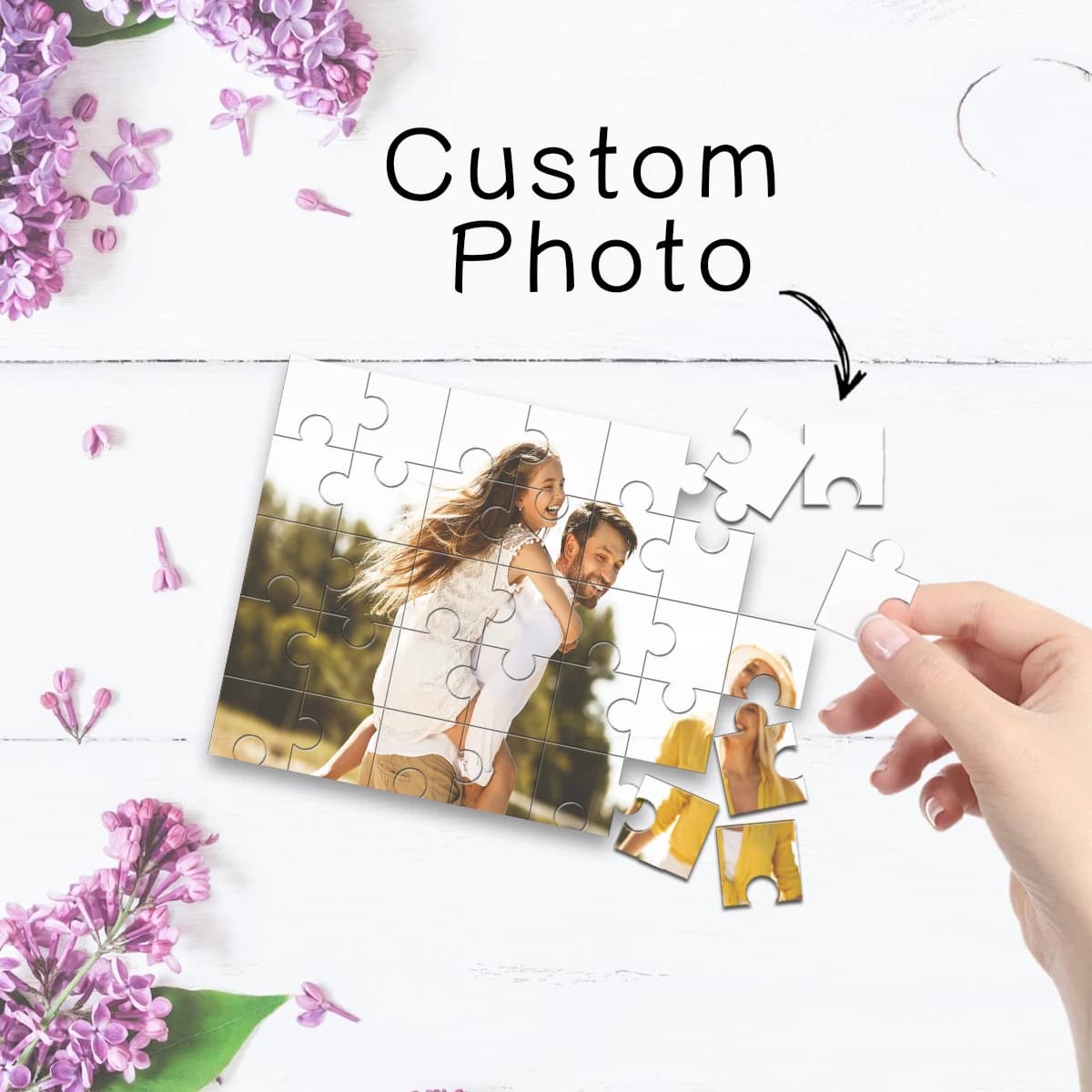 Puzzle in legno personalizzato con foto singola, ideale come regalo per anniversari, matrimoni, compleanni, San Valentino per famiglia e amici