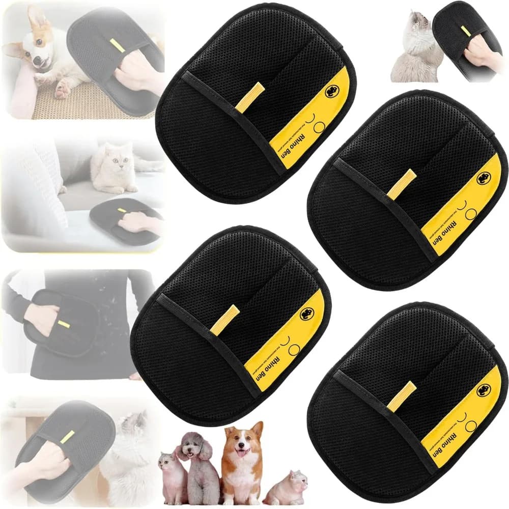4pcs Double Sided Grooming Gloves for Pets Quick Pet Hair Remover Mitt Static Removal Gloves for Clothes Sofa Couch Pet Supply