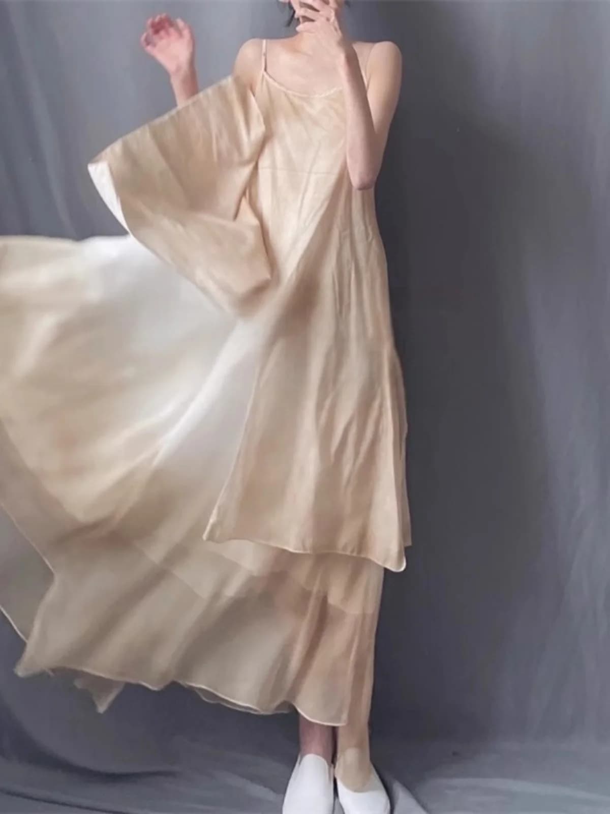 Summer New Cotton Linen off Shoulder Dress Artistic Pure Color Asymmetrical Hemline Elegant Long Skirt High Waist Thin