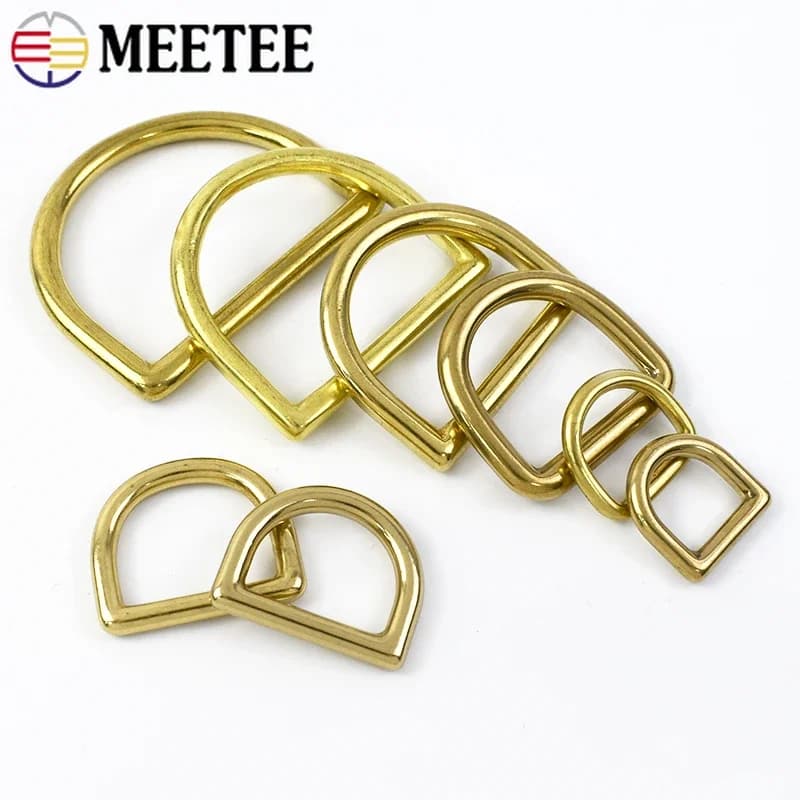 2/5 pezzi 13-44mm ottone massiccio D anelli fibbie collare per cani da compagnia cinghia imbracatura anello bagagli hardware accessori artigianali in pelle