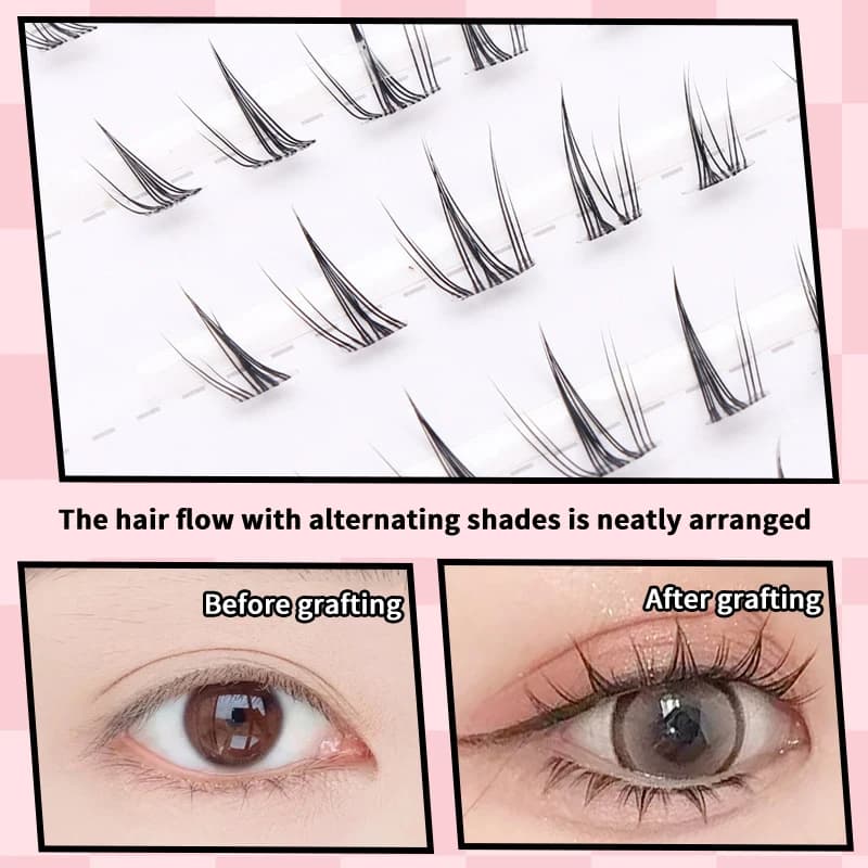 Extension voluminous fish tailed eyelashes Sunflower effect, thick and curly, self-adhesive without glue, fake eyelashes made by you for anime eyes