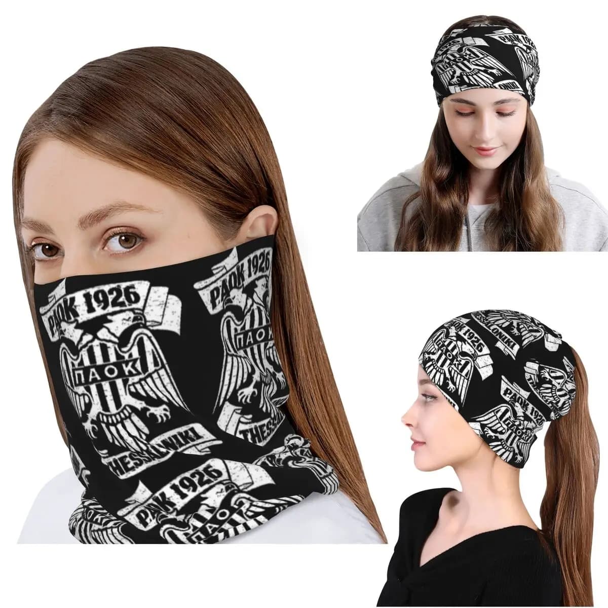 Paok Thessaloniki Ultras Hooligans Bandana Scaldacollo Mask Scarf Multipurpose Headband Unisex Adult Windproof