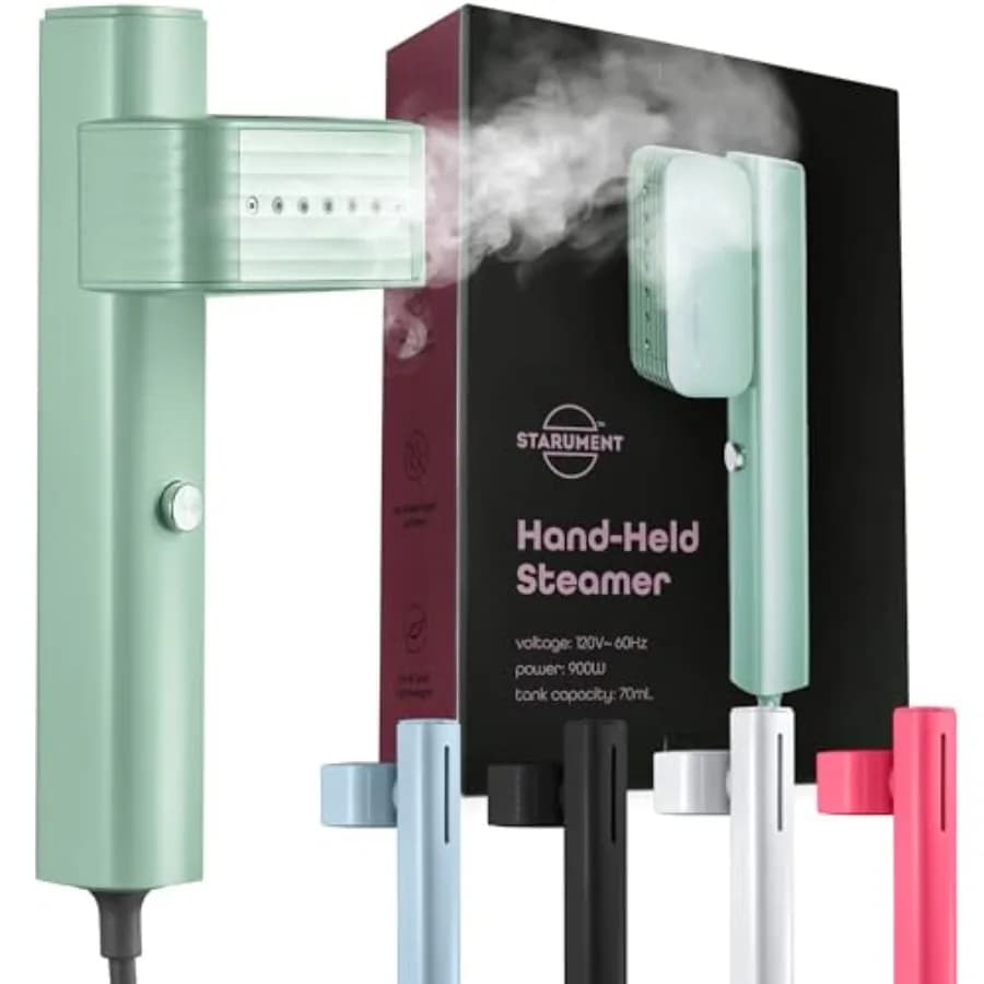 Piroscafo portatile per vestiti Piroscafo professionale per indumenti portatile 15s Riscaldamento rapido Serbatoio d'acqua da 70 ml Mini ferro da stiro a vapore da 900 W per Ho