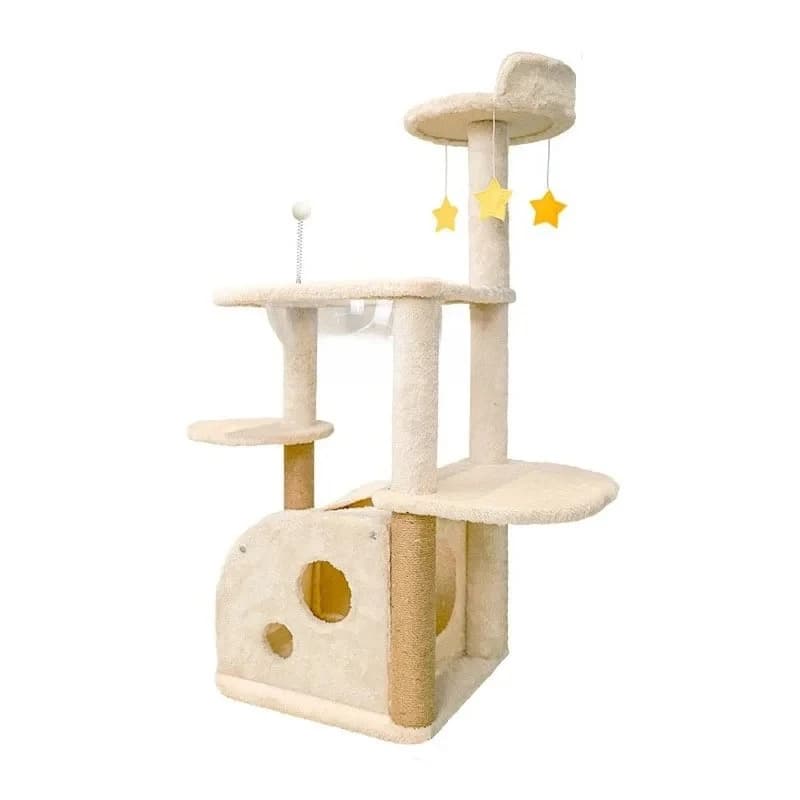 Grande struttura da arrampicata per gatti in legno massello multistrato, albero per gatti, piattaforma per saltare integrata, non copre l'area