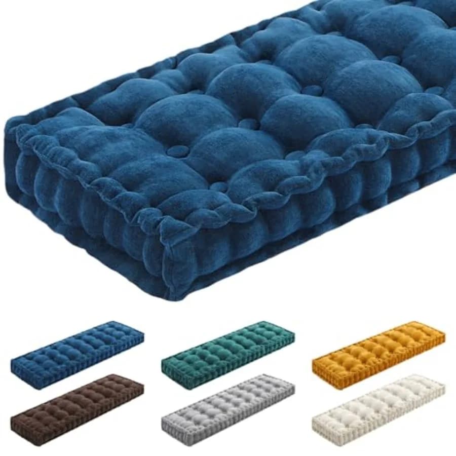 Cuscini per panche da interni in ciniglia vellutata con bottoni trapuntati, imbottitura spessa per sedili con memory foam per divani e poltrone.