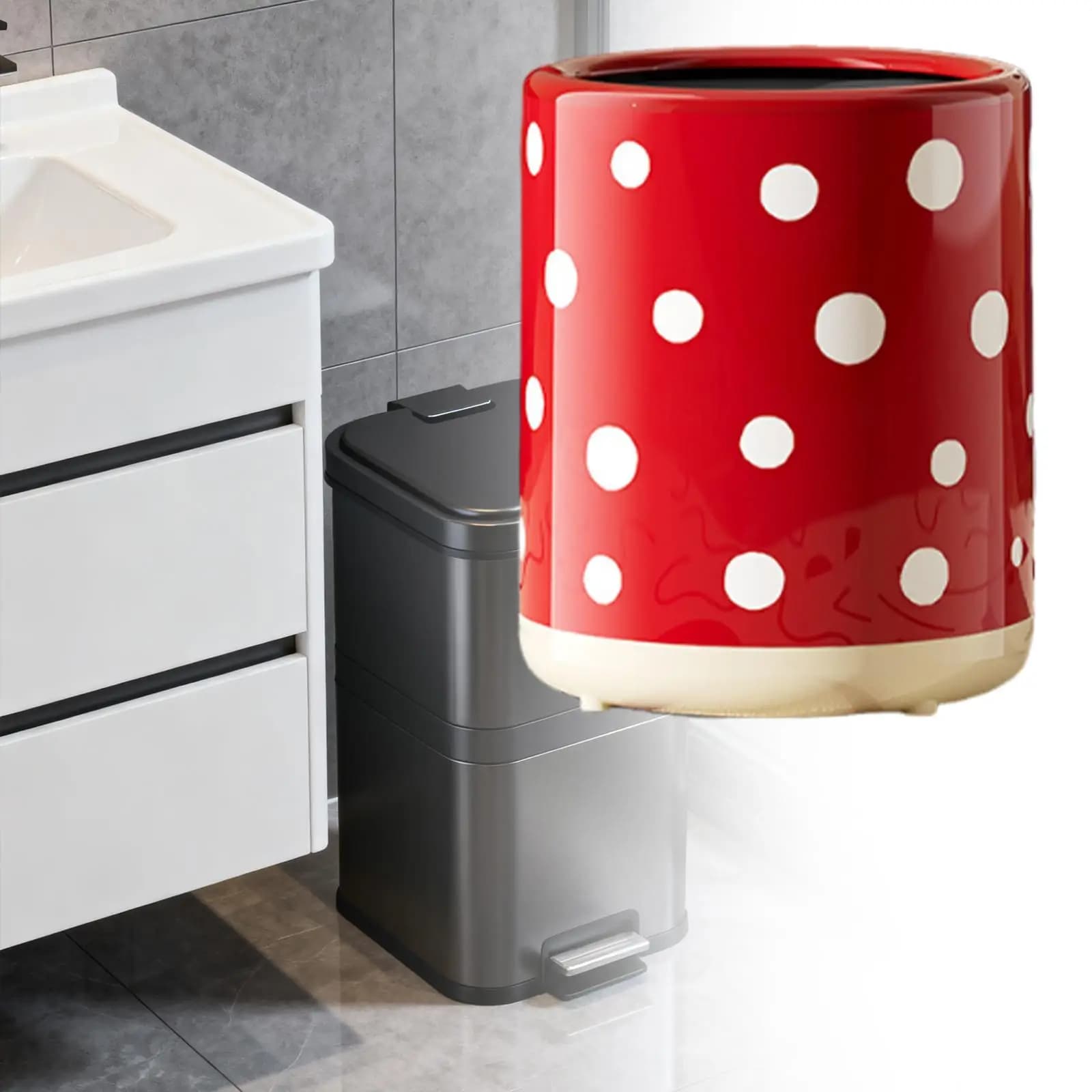 Pattumiera Moderna Creativa Elegante Doppio Strato Cucina Pattumiera Contenitore per Spazzatura Pattumiera per Cucina Casa Vanity Studio Ingresso