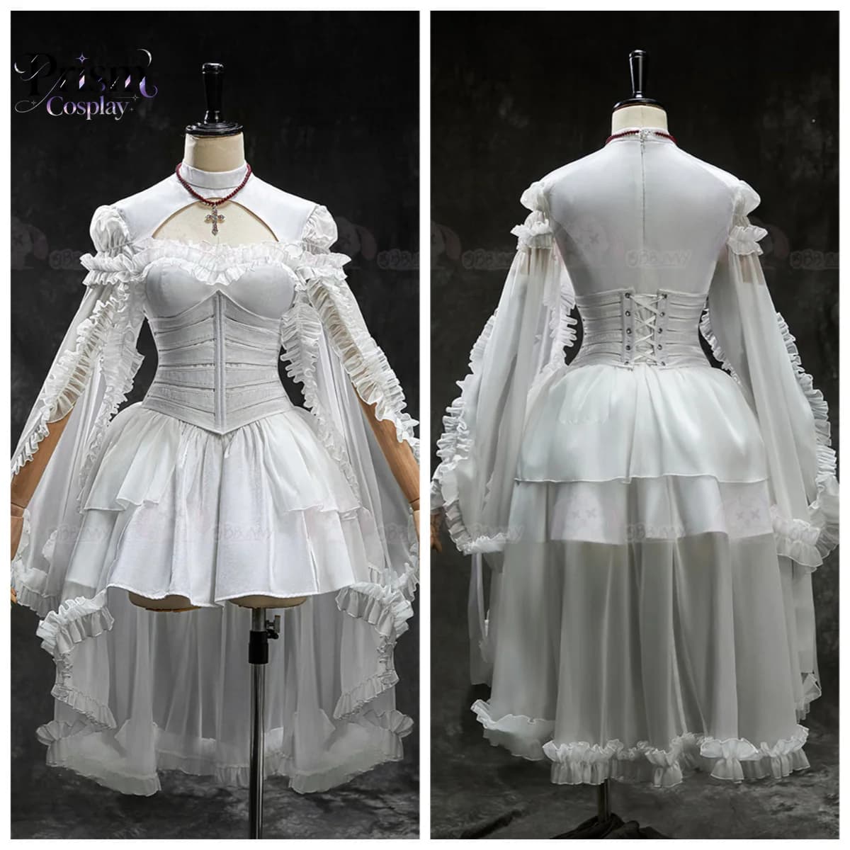 Original Girl Knight Pure White Gothic Lolita Dress Waist Seal Dress Halloween